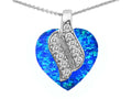 Star K Large 15mm Heart Shape Blue Created Opal Soul Mate Pendant Necklace