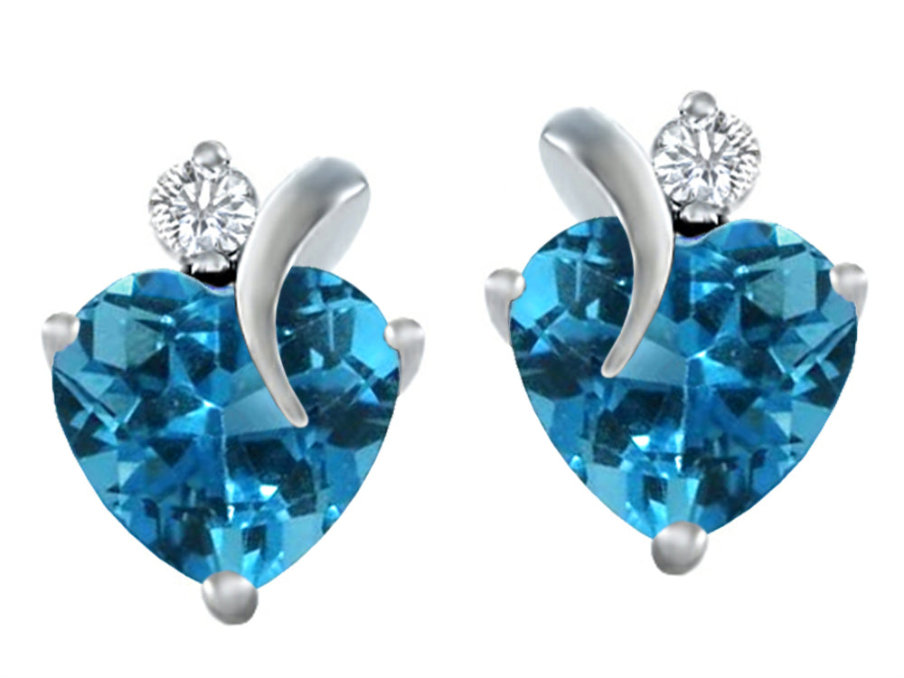 Star K 8mm Heart Shape Simulated Blue Topaz Heart Earrings