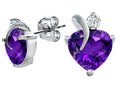 Star K 8mm Heart Shape Simulated Amethyst Heart Earrings