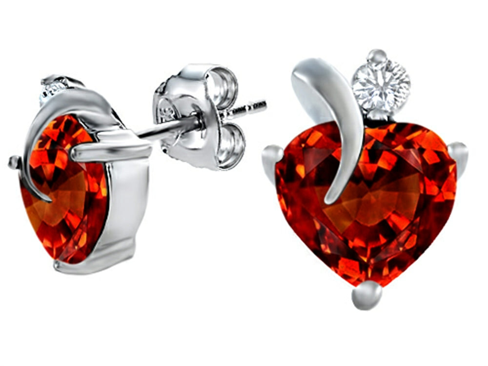 Star K 8mm Heart Shape Simulated Garnet Heart Earrings