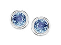 Star K Bezel Set Round 5mm Simulated Aquamarine Earrings Studs