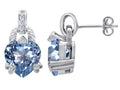 Star K Heart Shape Simulated Aquamarine Designer Hanging Drop Earrings