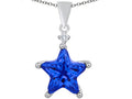 Star K Large 14mm Fancy Star Pendant Necklace with Simulated Sapphire