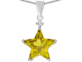 Star K Large 14mm Fancy Star Pendant Necklace with Simulated Citrine