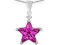 Star K Large 14mm Fancy Star Pendant Necklace with Created Pink Sapphire