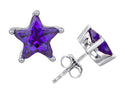 Star K Fancy Star Cut Earrings Studs with Simulated Amethyst