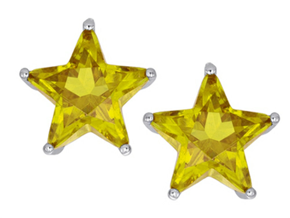 Star K Fancy Star Cut Earrings Studs with Simulated Citrine