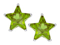 Star K Fancy Star Cut Earrings Studs with Simulated Peridot