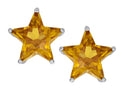 Star K Fancy Star Cut Earrings Studs with Simulated Imperial Yellow Topaz