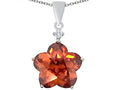Star K Large 14mm Flower Shape Star Pendant Necklace with Simulated Orange Mexican Fire Opal