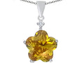 Star K Large 14mm Flower Shape Star Pendant Necklace with Simulated Citrine
