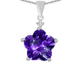 Star K Large 14mm Flower Shape Star Pendant Necklace with Simulated Amethyst