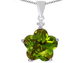 Star K Large 14mm Flower Shape Star Pendant Necklace with Simulated Peridot and Cubic Zirconia