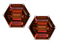 Star K Fancy Octagon Cut Earrings Studs with Simulated Garnet