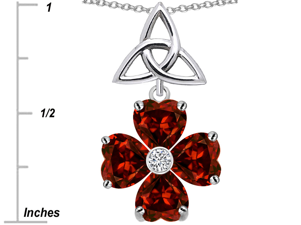 Star K Lucky Shamrock Celtic Knot Made with Heart 6mm Simulated Garnet Pendant Necklace