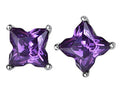 Star K Fancy Cut Star Shape Earrings Studs with Simulated Amethyst