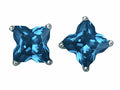 Star K Fancy Cut Star Shape Earrings Studs with Simulated Blue Topaz