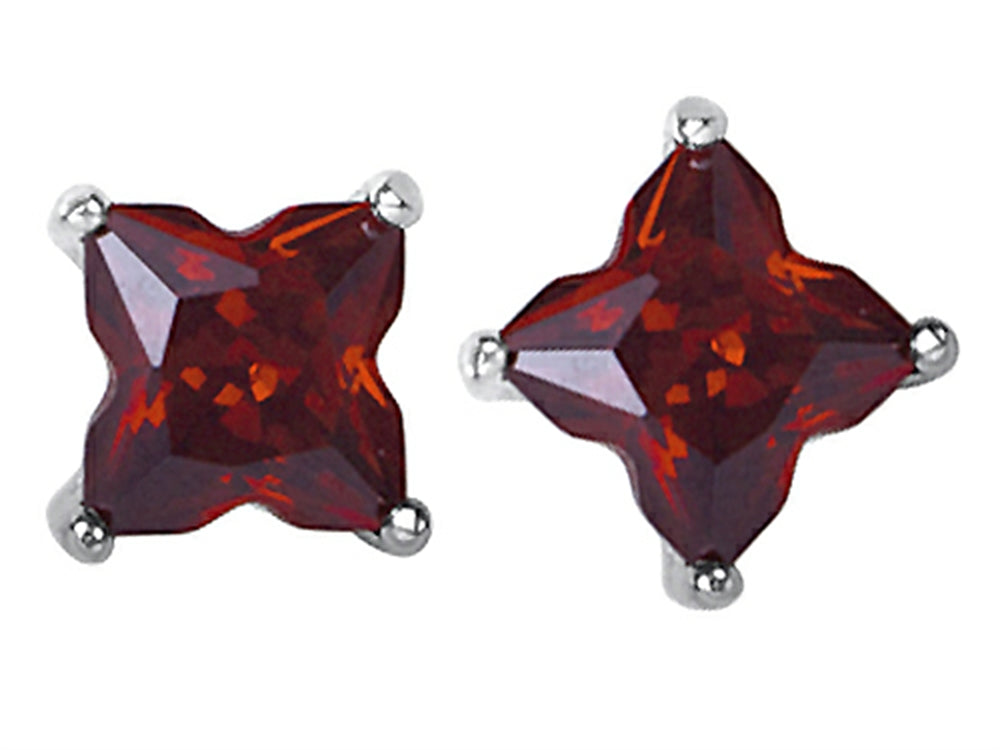 Star K Fancy Cut Star Shape Earrings Studs with Simulated Garnet