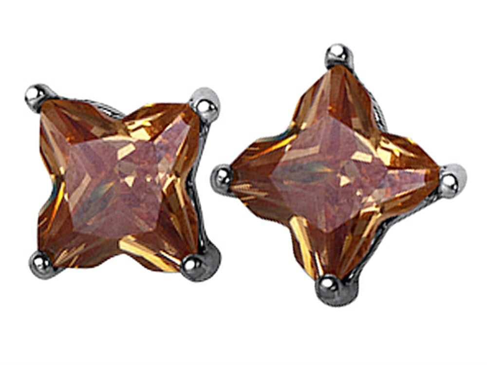 Star K Fancy Cut Star Shape Earrings Studs with Simulated Imperial Yellow Topaz