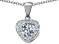 Star K 8mm Heart Shape Genuine White Topaz Love Pendant Necklace
