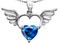 Star K Wings Of Love Birth Month Pendant Necklace with 8mm Heart Shape Simulated Blue Topaz