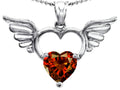 Star K Wings Of Love Birth Month Pendant Necklace with 8mm Heart Shape Simulated Garnet