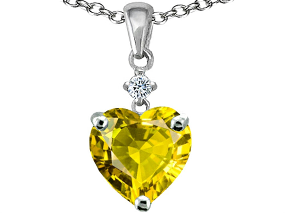 Star K Heart shape 8mm Simulated Citrine Pendant Necklace