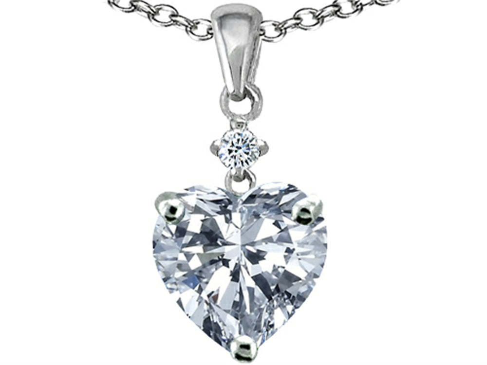 Star K Heart shape 8mm Genuine White Topaz Pendant Necklace