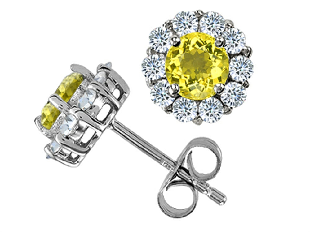 Star K Round Simulated Citrine Earrings