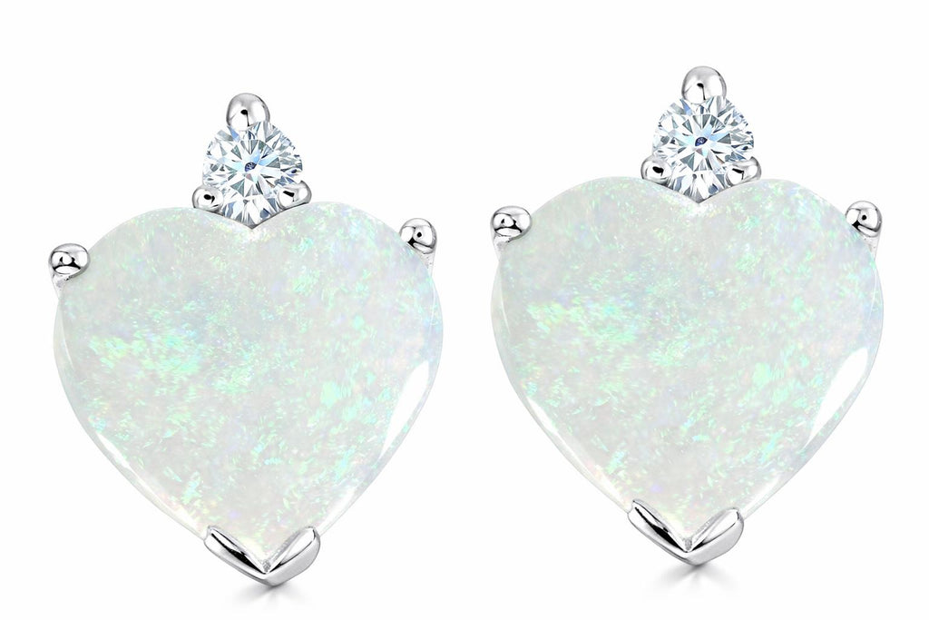 Tommaso Design 7mm Heart shape Genuine Opal s Earrings Studs