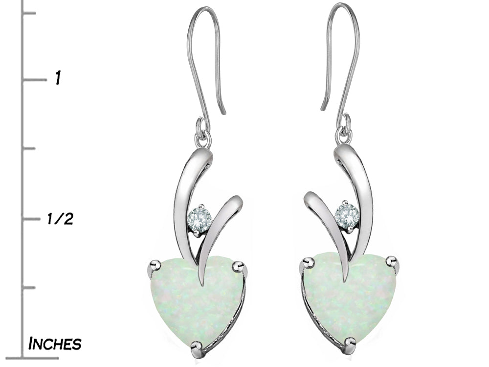 Star K 8mm Heart Shape Created Opal Hanging Hook Love Earrings