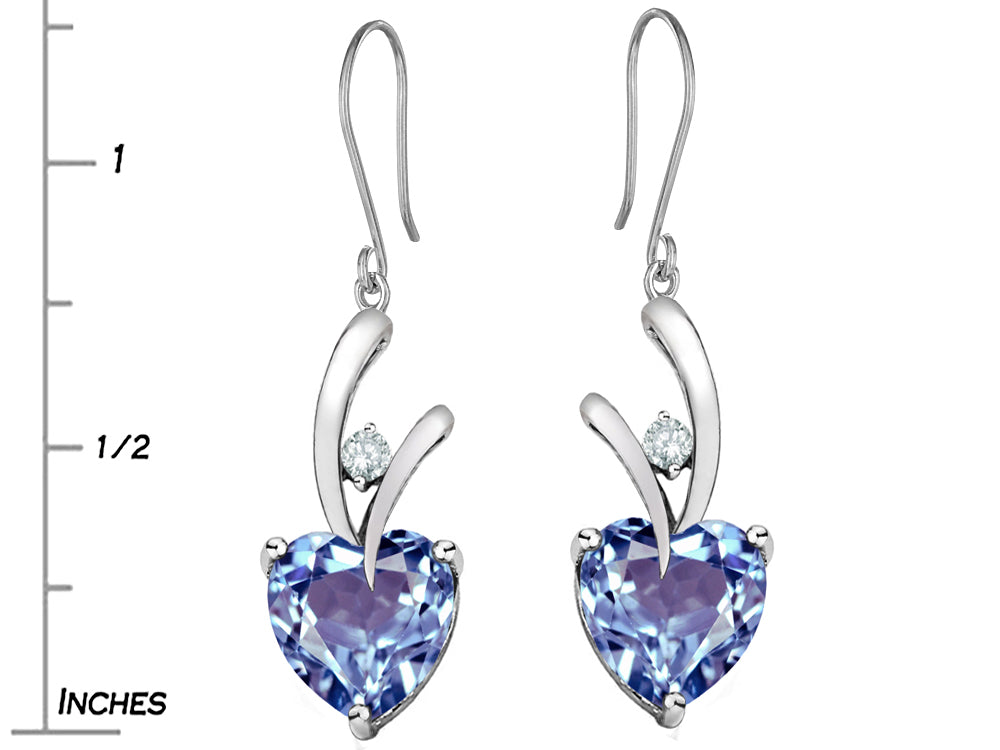Star K 8mm Heart Shape Simulated Aquamarine Hanging Hook Love Earrings