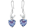 Star K 8mm Heart Shape Simulated Aquamarine Hanging Hook Love Earrings