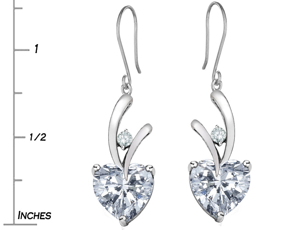 Star K 8mm Heart Shape Genuine White Topaz Hanging Hook Love Earrings
