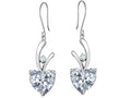 Star K 8mm Heart Shape Genuine White Topaz Hanging Hook Love Earrings