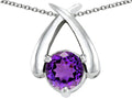 Star K XO Hug and Kiss Pendant Necklace with Round 7mm Simulated Amethyst