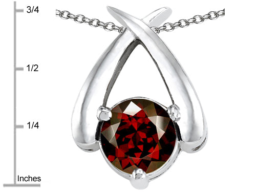 Star K XO Hug and Kiss Pendant Necklace with Round 7mm Simulated Garnet
