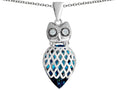 Star K Good Luck Owl Pendant Necklace with Pear Shape Simulated Blue Topaz