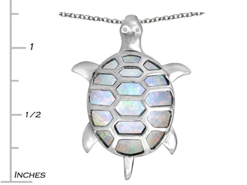 Star K Good Luck Turtle Pendant Necklace with Oval Created Opal