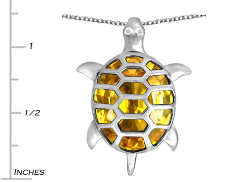 Star K Good Luck Turtle Pendant Necklace with Oval Simulated Citrine