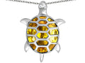 Star K Good Luck Turtle Pendant Necklace with Oval Simulated Citrine
