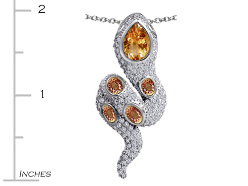 Star K Good Luck Snake Pendant Necklace with Simulated Imperial Yellow Topaz Stones