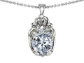 Star K Loving Mother And Twins Family Pendant Necklace With Heart Shape White Topaz