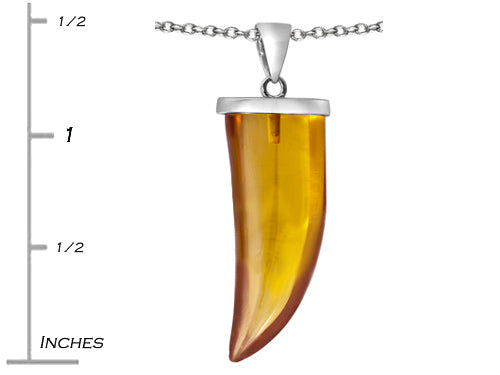 Star K Large Wolf Fang Tooth Pendant Necklace with Simulated Imperial Yellow Topaz