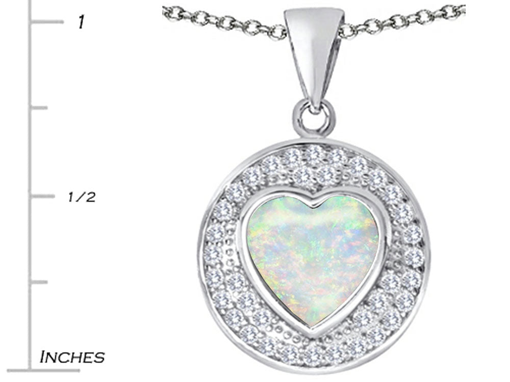 Star K  Circle Of Love Pendant Necklace with 10mm Heart Shape Created Opal
