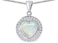 Star K  Circle Of Love Pendant Necklace with 10mm Heart Shape Created Opal