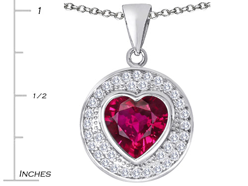 Star K  Circle Of Love Pendant Necklace with 10mm Heart Shape Created Ruby