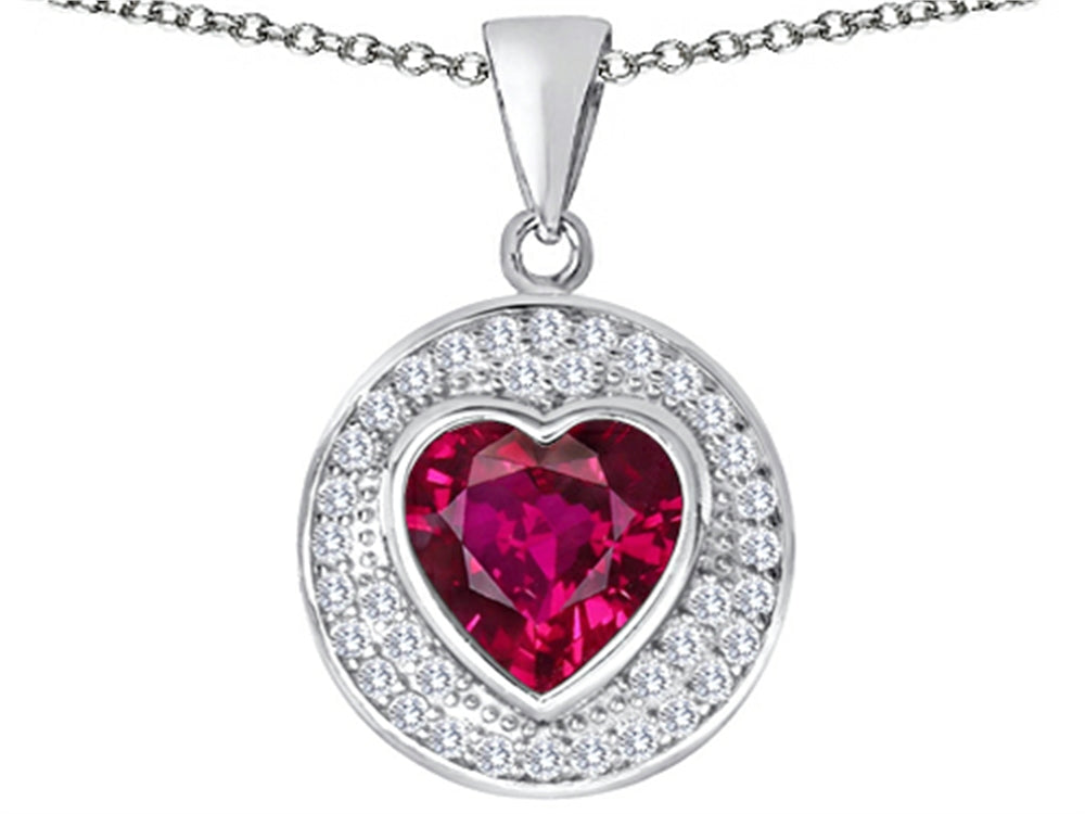 Star K  Circle Of Love Pendant Necklace with 10mm Heart Shape Created Ruby