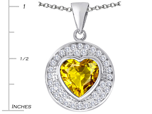 Star K  Circle Of Love Pendant Necklace with 10mm Heart Shape Simulated Citrine