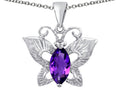 Star K Love Butterfly Pendant Necklace with Marquise Shape Simulated Amethyst